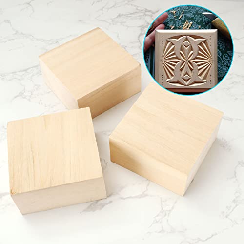 QTLCOHD 6Pcs Basswood Carving Blocks 4x4x2 Inch Whittling Wood Blocks Unfinished Wood Blocks Wood Carving Blocks for Beginner to Expert, Wood Carving - WoodArtSupply