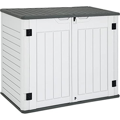 YITAHOME Outdoor Horizontal Storage Sheds w/o Shelf, 35 Cu Ft Lockable Resin Waterproof Shed, Ideal for Garden Tools, Easy to Assemble, Light Gray - WoodArtSupply