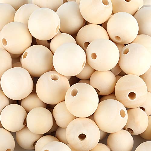 BOPOVA 190pcs 20mm Natural Wood Beads Unfinished Round Wooden Loose Beads Wood Spacer Beads for Craft Making (20MM) - WoodArtSupply