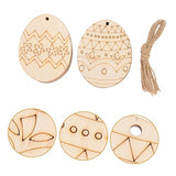 VOSAREA 60pcs Easter Egg Wooden Pendant Unfinished Easter Egg Cutout Eggs Wooden Slices Wood Easter Egg Ornaments Unfinished Wood Cutout to Easter VOSAREA