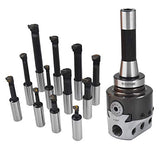 findmall 12Pcs 3 Inch Boring Head R8 Shank 3/4 Inch Carbide Boring Bar Boring Head Bar Milling Set findmall