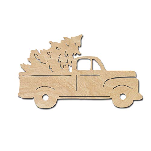 Christmas Truck Wooden Cutouts for crafts, Laser Cut Wood Shapes 5mm thick Baltic Birch Wood, Multiple Sizes Available - WoodArtSupply