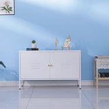 WISUNO Metal Accent Storage Cabinet for Bed Room,Living Room,Home,Hotel,Office,Garage,2-Tier, Removable Shelf (2 Door Accent Cabinet, White) WISUNO