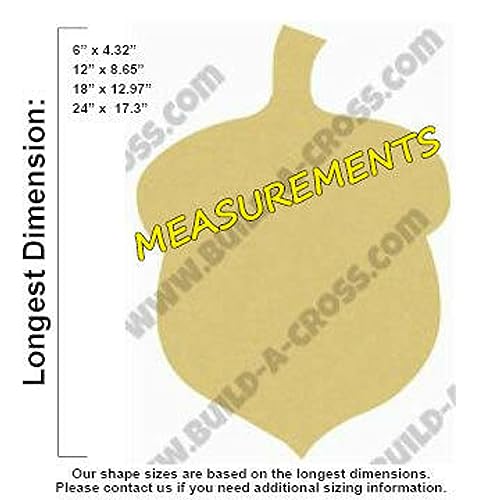 Fall Acorn Unfinished Cutout, Wooden Shape, Paint-able Wooden MDF DIY Craft Build-A-Cross