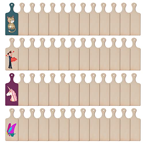 48 Pieces Mini Wooden Cutting Board With Handle Paddle Small Cheese Chopping Kitchen Board Wooden Cooking Serving Charcuterie Board For Kitchen Decor patscorai