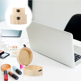 DOITOOL 2pcs Unfinished Round Wood Storage Box with Lid Jewelry Container for Wedding Party DIY Craft Home Storage Organizer Decorative Box DOITOOL