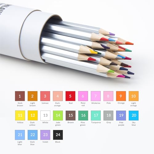 FUNLAVIE Colored Pencils 24 Coloring Pencils Premium Professional Art Drawing Pencil for Adults Coloring Book FUNLAVIE