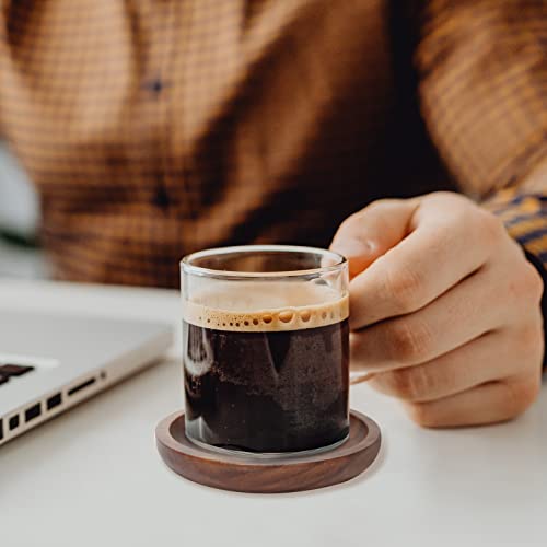 MAPRIAL Wooden Coasters for Drinks, 4 Pack 4 Inch Wood Drink Coasters Set 100% Natural Walnut Coasters for Housewarming Gifts for New Home, Office, MAPRIAL