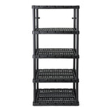 Gracious Living 5 Shelf Knect-A-Shelf Ventilated Extra Heavy Duty Storage Unit Organizer System for Home, Garage, Basement, and Laundry, Black Gracious Living