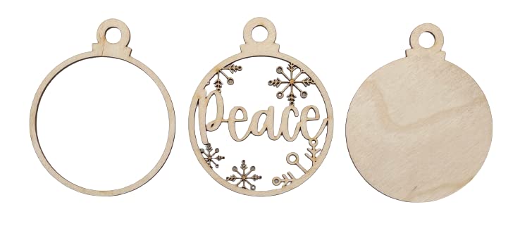 Peace & Snowflakes Door Sign 3 Pieces Laser Cut Out Unfinished RND47 The Wood Shape Store
