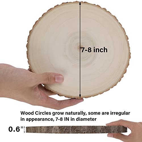 Sancodee 8 Pcs Large Unfinished Wood Slices, 7-8 Inches Wood Slabs for Centerpieces Natural Wooden Circle, DIY Wood Centerpieces for Tables Wedding Sancodee