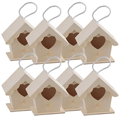 3.7" Wooden Heart Birdhouse by Make Market - Unfinished Hanging Birdhouse Made of 100% Wood, Outdoor Nesting Boxes - Bulk 8 Pack