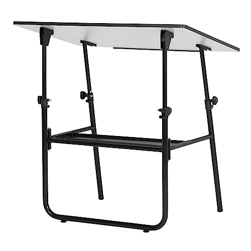 SD Studio Designs Ultima, Foldable Crafting Desk Top Angle and Height Adjustable Drafting Table, 42" W X 30" D, Black/White - WoodArtSupply