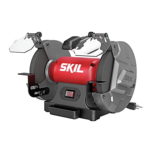 SKIL 3.0 Amp 8 In. Bench Grinder with Built-in Water Cooling Tray & LED Work Light - BI9502-00 - WoodArtSupply