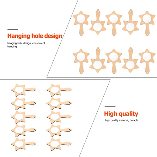 Healifty 10pcs Small Wooden Mirror Unfinished Mirror Craft DIY Makeup Mirror Princess Mirror Handheld Unfinished Cosmetic Mirror Wooden Princess Healifty