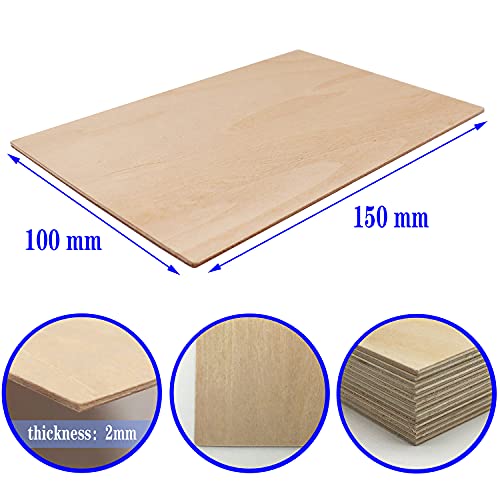 Unfinished Wood Pieces,20Pcs Basswood Sheets 150X100X2mm 1/16,Thin Plywood Wood Sheets for Crafts,Perfect for DIY Projects, Painting, Drawing, Laser,