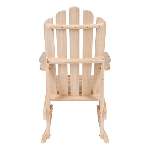 Shine Company 4698N Marina Adirondack Porch Rocker | Indoor/Outdoor Wood Rocking Chair – Natural - WoodArtSupply