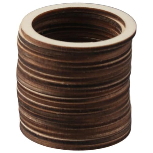 hobbyhub 100Pcs Unfinished Rings Shape Wood Pieces, 5cm Blank Wooden Circle Slices Wood Linking Rings for Christmas Home Decor, DIY Crafts hobbyhub