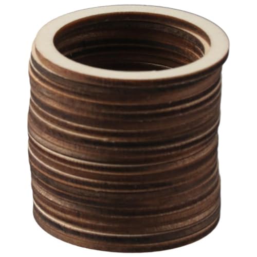 hobbyhub 100Pcs Unfinished Rings Shape Wood Pieces, 5cm Blank Wooden Circle Slices Wood Linking Rings for Christmas Home Decor, DIY Crafts - WoodArtSupply