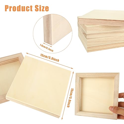 CYEAH 6x6 inch Wood Panel Boards Set of 15, Unfinished Wood Canvas Boards Wooden Panel Boards for Crafts, Painting, Pouring, Arts Use with Oils,