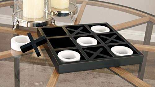 Deco 79 Wood Tic Tac Toe Game Set with White Os, 14" x 14" x 2", Black Deco 79