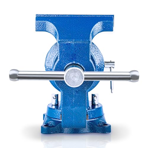 COGNATIVE 360° Multi-Purpose Bench Vise, Ductile Iron, Heavy Duty with Anvil, Clamp force 4000KG, Blue, 5-Inch