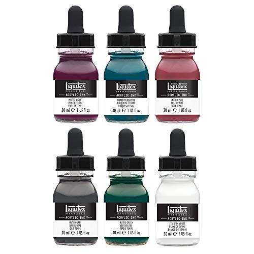 Liquitex Professional Acrylic Ink, 1-oz (30ml), Muted Collection, Set of 6 Liquitex