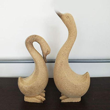 EXCEART 1 Pair Unfinished Wood Animal Ornaments Blank Wood Goose Peg Doll Figure Cutout Table Statue Model Desktop Centerpiece for Kids DIY Painting EXCEART
