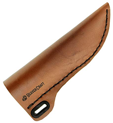 BeaverCraft Knife Leather Sheath SH1 6" x 2.4" Fixed Blade Knife Leather Sheath for Fixed Blade Knives Belt Fits up to 3.5" Blade Knives Genuine BeaverCraft