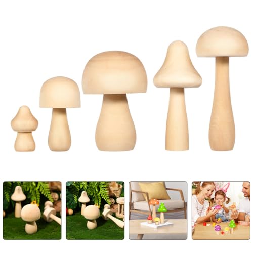 Kisangel 36 Pcs Unfinished Wooden Mushrooms Plain Craft Wood Wooden Ornaments for for Arts and Crafts Projects Decoration Kisangel