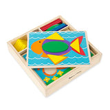 Melissa & Doug Beginner Wooden Pattern Blocks Educational Toy With 5 Double-Sided Scenes and 30 Shapes Melissa & Doug