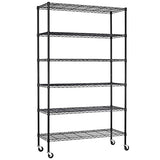 FDW 48"L×18"W×82"H Wire Shelving Unit Storage Cart Metal Shelf Rolling Utility Cart 2100Lbs Capacity with 6 Tier Casters Adjustable Layer Rack Strong FDW