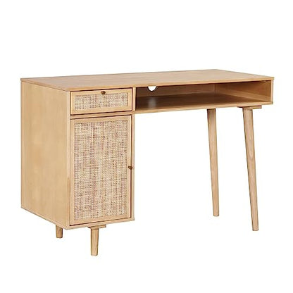 Nathan James Jacklyn Modern Home Office Writing Desk, Natural Brown - WoodArtSupply