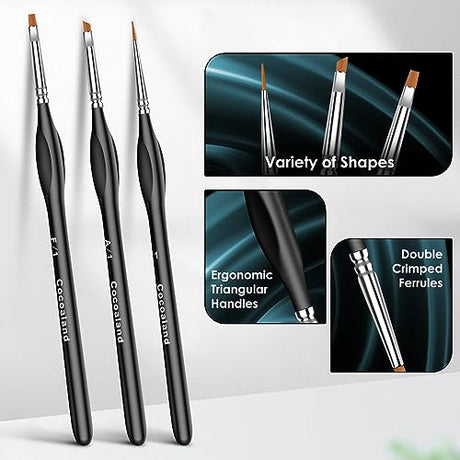 Miniature Paint Brushes,15Pcs Small Fine Tip Paintbrushes, Micro Detail Paint Brush Set, Triangular Grip Handles Art Brushes Perfect for Acrylic, Cocoaland