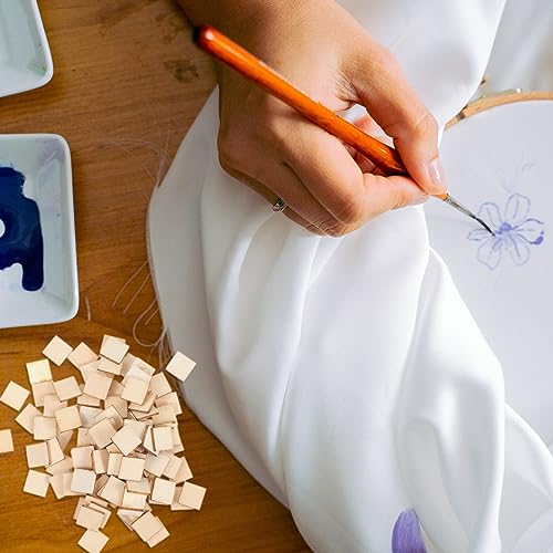 Amosfun 200 Pcs 10mm Wooden Coasters Wood- Burning Blanks Blank Tiles for Crafts Rounds Unfinished Plank Squares Craft- Square Wood Slices Blank Wood Amosfun