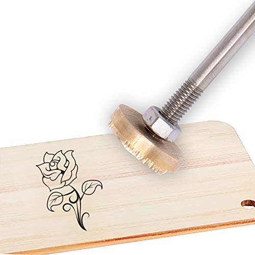 Rose Flower Leather Branding Iron with Wooden Handle for Unique Crafting and Baking