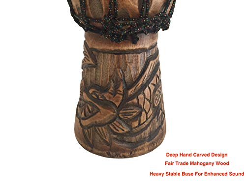 Djembe Drum Solid Wood Deep Carved Bongo Congo African Drum - 12" HIGH MED SIZE - Professional Quality - NOT MADE IN CHINA - JIVE BRAND (Dragon) Jive