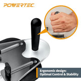 POWERTEC Offset Router Plate w/Edge Routing Reversible Fence, Multiple Letter-Marked Predrilled Holes, Knobs and Screws for Adaptive Mounting. Fits POWERTEC