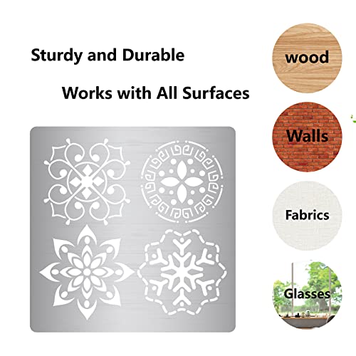 GORGECRAFT 6.3 Inch Metal Flower of Life Stencil Stainless Steel Mandala Painting Reusable Template Journal Tool for Painting, Wood Burning, - WoodArtSupply