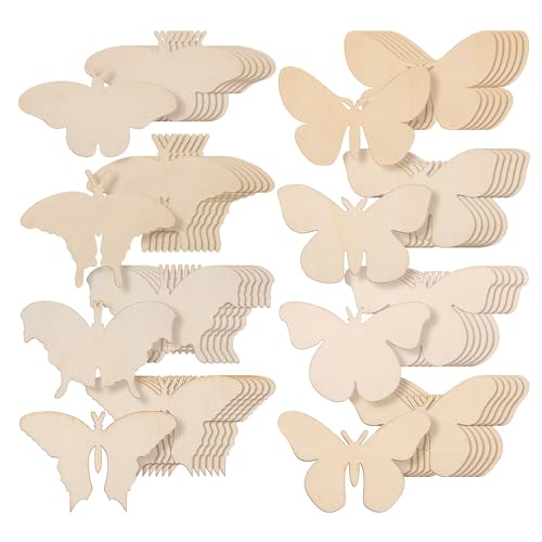 Operitacx 54 Pcs Unfinished Wooden Butterfly Wood Butterfly Shaped Cutouts Butterflies Wood Ornament Spring Wooden Craft for Painting and Spring Operitacx