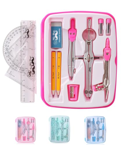 Mr. Pen- Geometry Set, 13 pcs, Compass for Geometry, Protractor Set, Geometry Kit Set with Shatterproof Storage Box, Geometry Kit, Drawing Tools, Mr. Pen