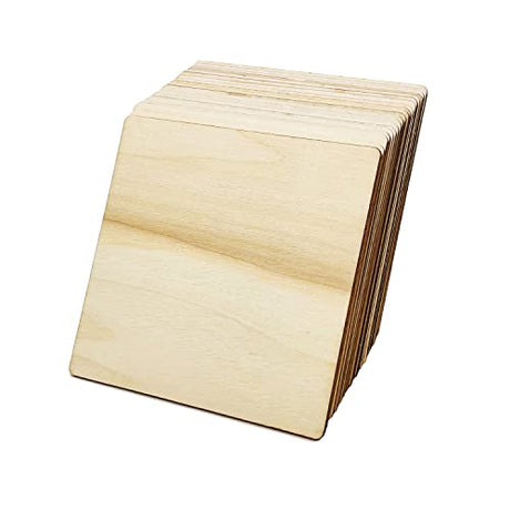 20 Pcs Unfinished Wood Pieces, 3 x 3 Inch Blank Natural Slices Wood Square for DIY Crafts Painting, Scrabble Tiles, Coasters, Decoration MYYZMY