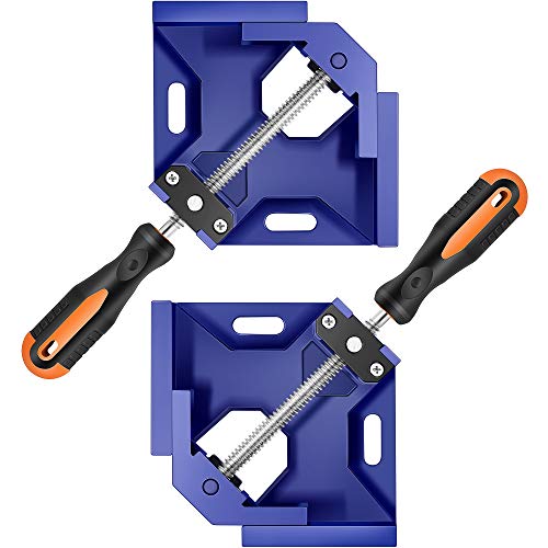 Corner Clamp,90 Degree Right Angle Clamp for Woodworking,Aluminum Alloy Square Clamp,Adjustable Swing Jaw,Carbon Steel Threaded Rod Wood Working Jigs - WoodArtSupply