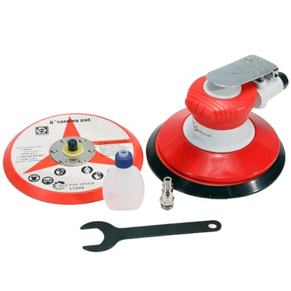 6 Inches Air Random Orbital Sander, Pneumatic Palm Sanders For Wood Polisher Metal,And Auto Body Work, Dual-action Sander