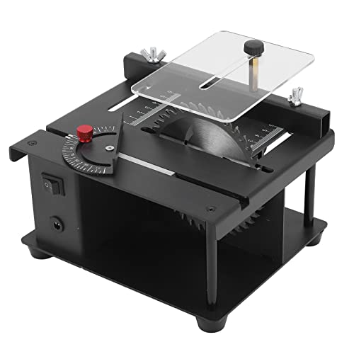 Mini Table Saw, 100W Electric Portable Desktop Circular Saw Household DIY Hobby Table Saw 0-90 Angle Wood Cutting Tools for Woodworking Crafts Ejoyous