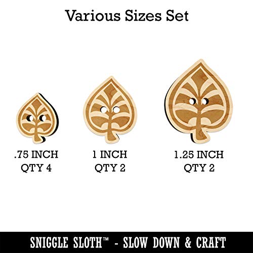 Intricate Leaf Design Wood Buttons for Sewing Knitting Crochet DIY Craft - Various Sizes (8pcs) Sniggle Sloth