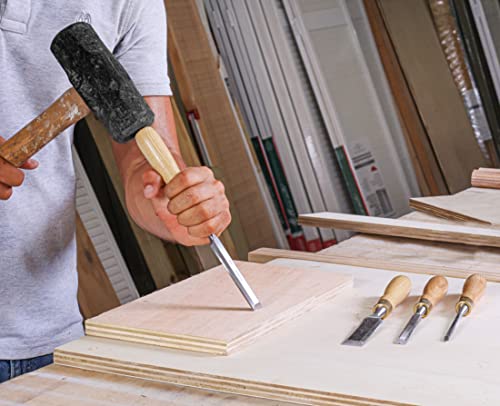 Schaaf Tools 4-Piece Wood Chisel Set | Finely Crafted Wood Chisels for Woodworking | Durable Cr-V Steel Bevel Edged Blade, Tempered to 60HRc | Tool Schaaf Wood Carving Tools