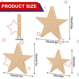 Whaline 3 Sizes 4th of July Wooden Stars Cutouts Patriotic Wooden Stars Unfinished Blank Slice Ornament for Independence Day Christmas Farmhouse Home Whaline