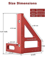BOXmime Imperial 3D Multi-Angle Measuring Ruler,45/90 Degree Aluminum Alloy Woodworking Square Protractor, Miter Triangle Ruler High Precision Layout BOXmime
