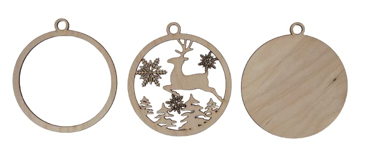 Deer & Snowflakes Door Sign 3 Pieces Laser Cut Out Unfinished RND56 - WoodArtSupply